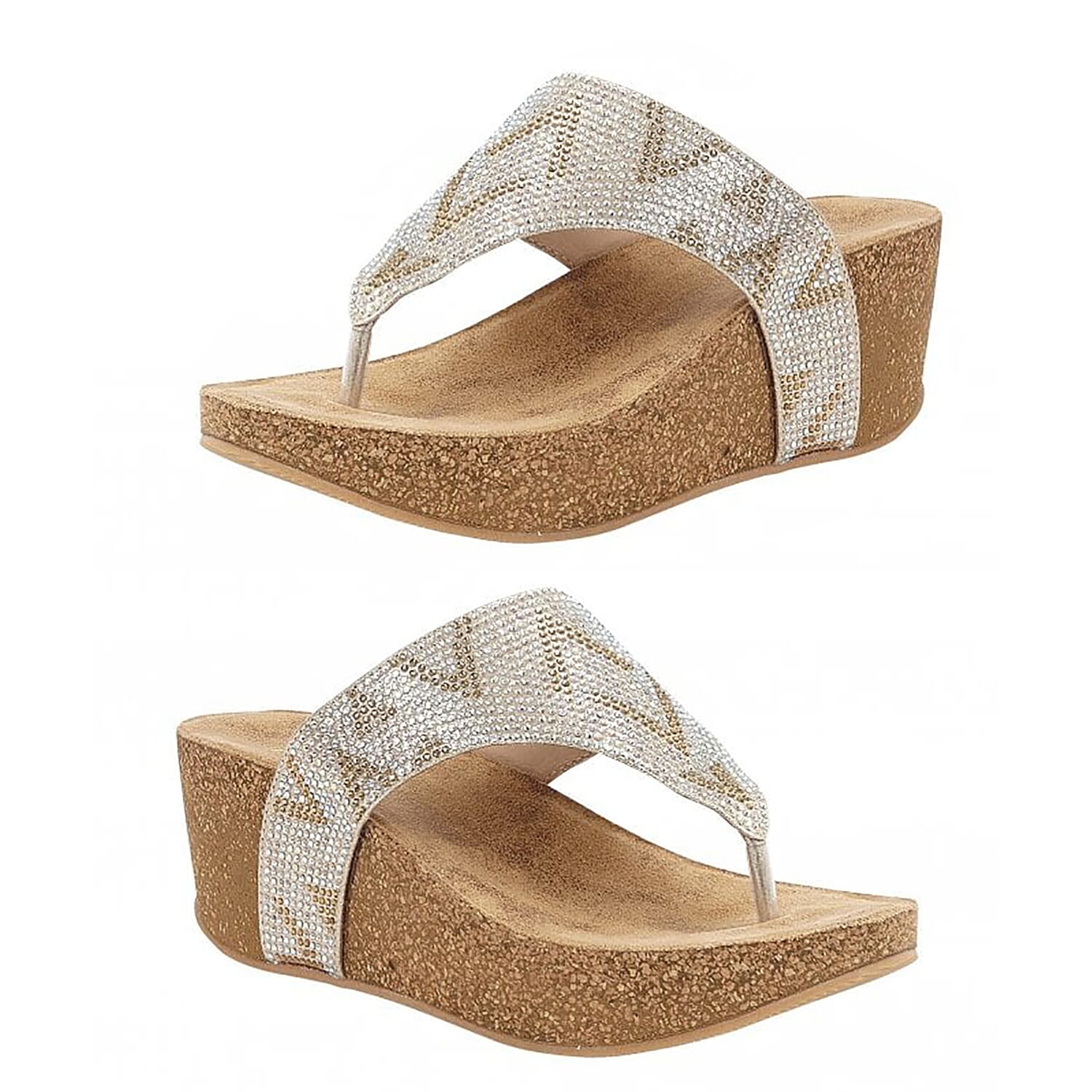 Lotus Patsy Toe Post Wedge Sandals in Gold Colour