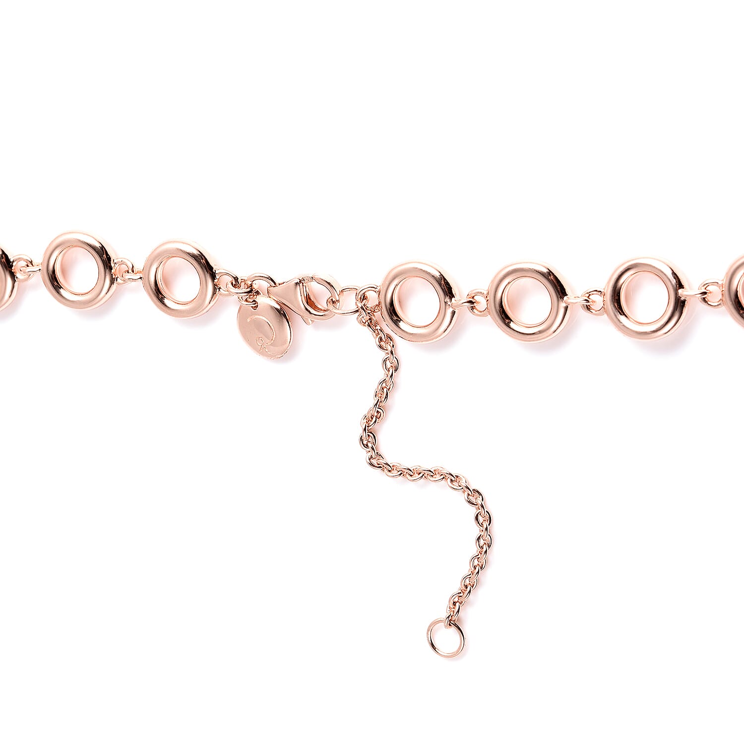 RACHEL GALLEY Allegro Collection - Rose Gold Overlay Sterling Silver Circular Link Necklace (Size 18 with 2 inch Extender), Silver wt. 43.36 Gms
