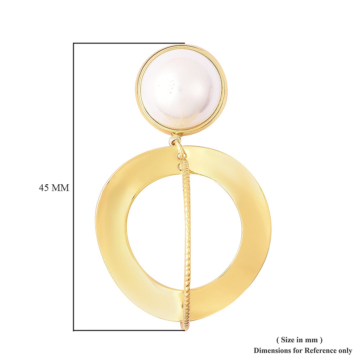 Simulated Pearl Dangle Earrings (with Push Back) in Gold Tone