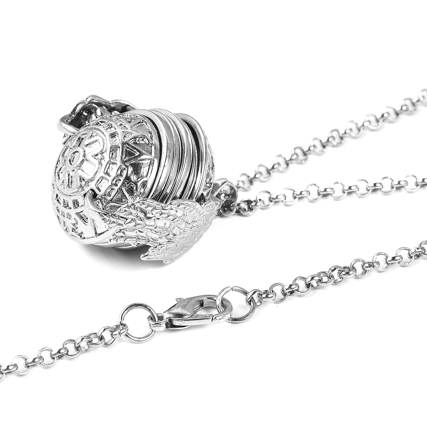 Harmony Ball Pendant with Chain (Size 29 with 2.5 inch Extender) in Silver Tone