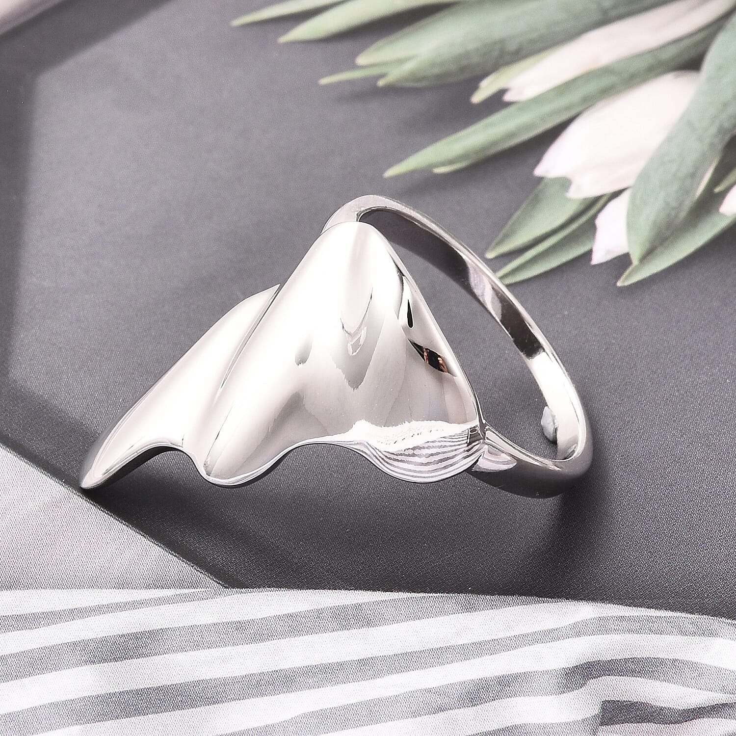 LucyQ Fluid Collection- Rhodium Overlay Sterling Silver Ring