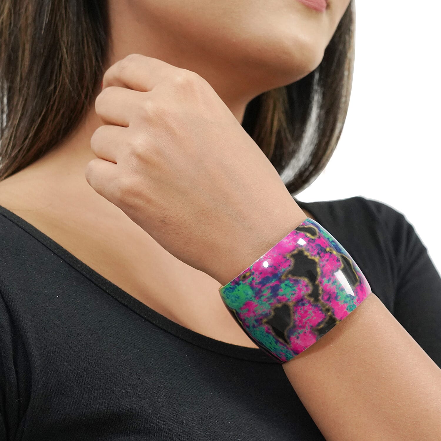 Meena Work Antique Cuff Bangle (Size 7) in Multi