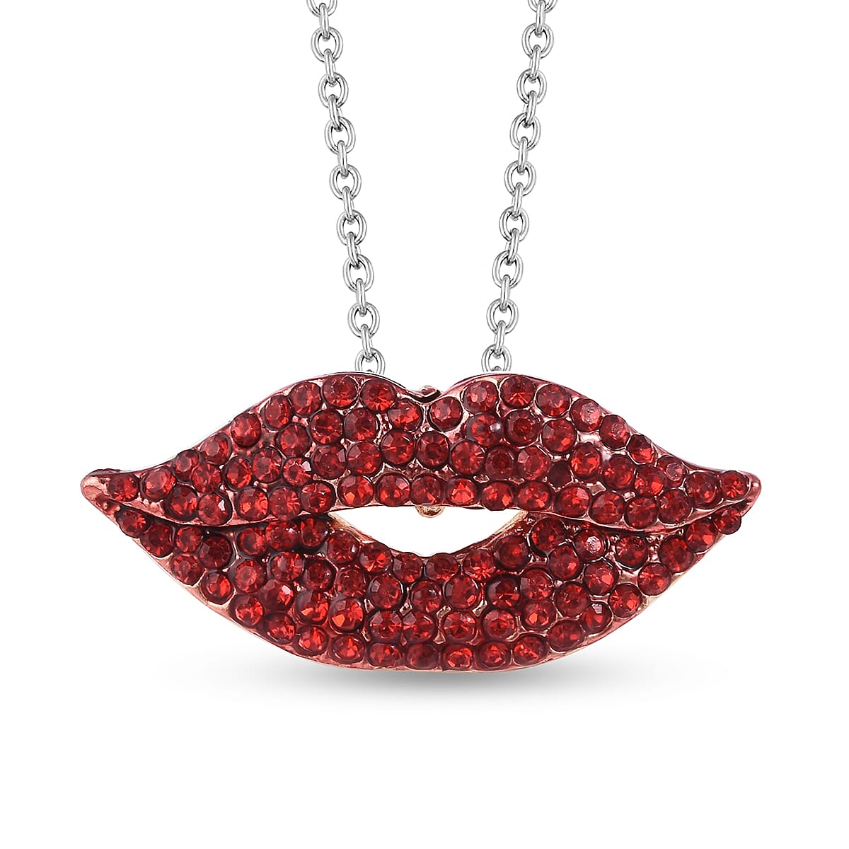 Red Austrian Crystal Necklace (Size 24) in Yellow Gold Tone