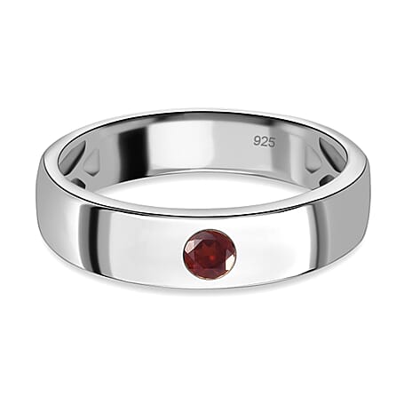 Mozambique Garnet Ring in Platinum Overlay Sterling Silver