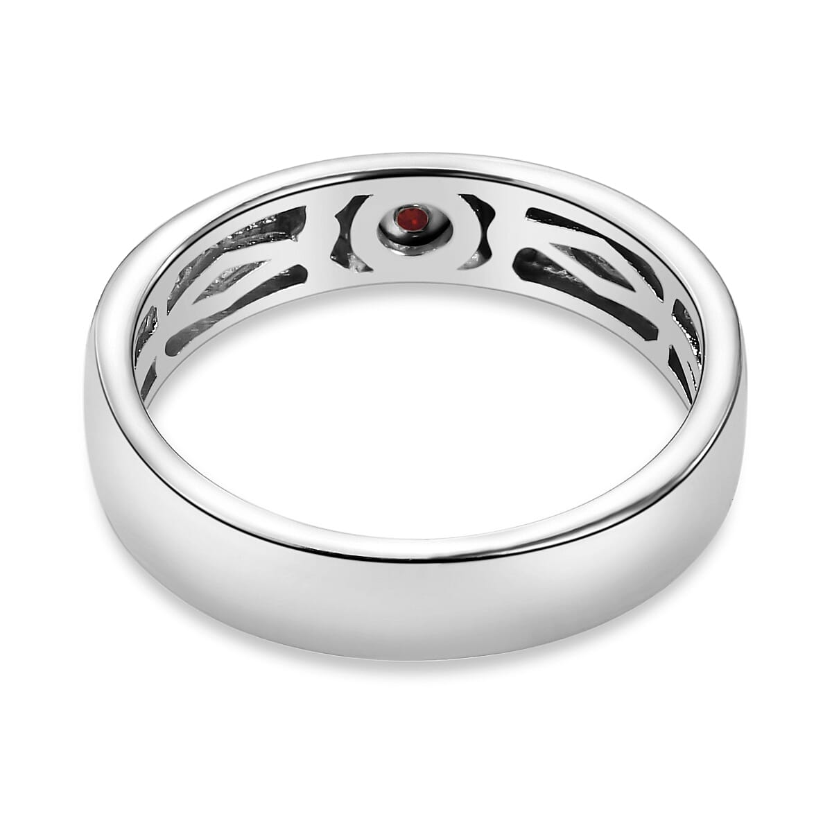 Mozambique Garnet Ring in Platinum Overlay Sterling Silver