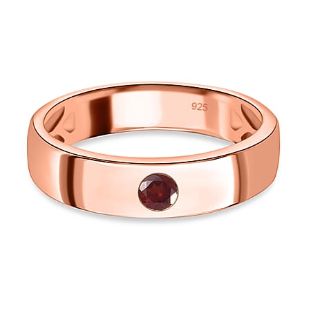 Mozambique Garnet Solitaire Band Ring in Rose Gold Overlay Sterling Silver Mozambique Garnet Solitaire Band Ring in Rose Gold Overlay Sterling Silver