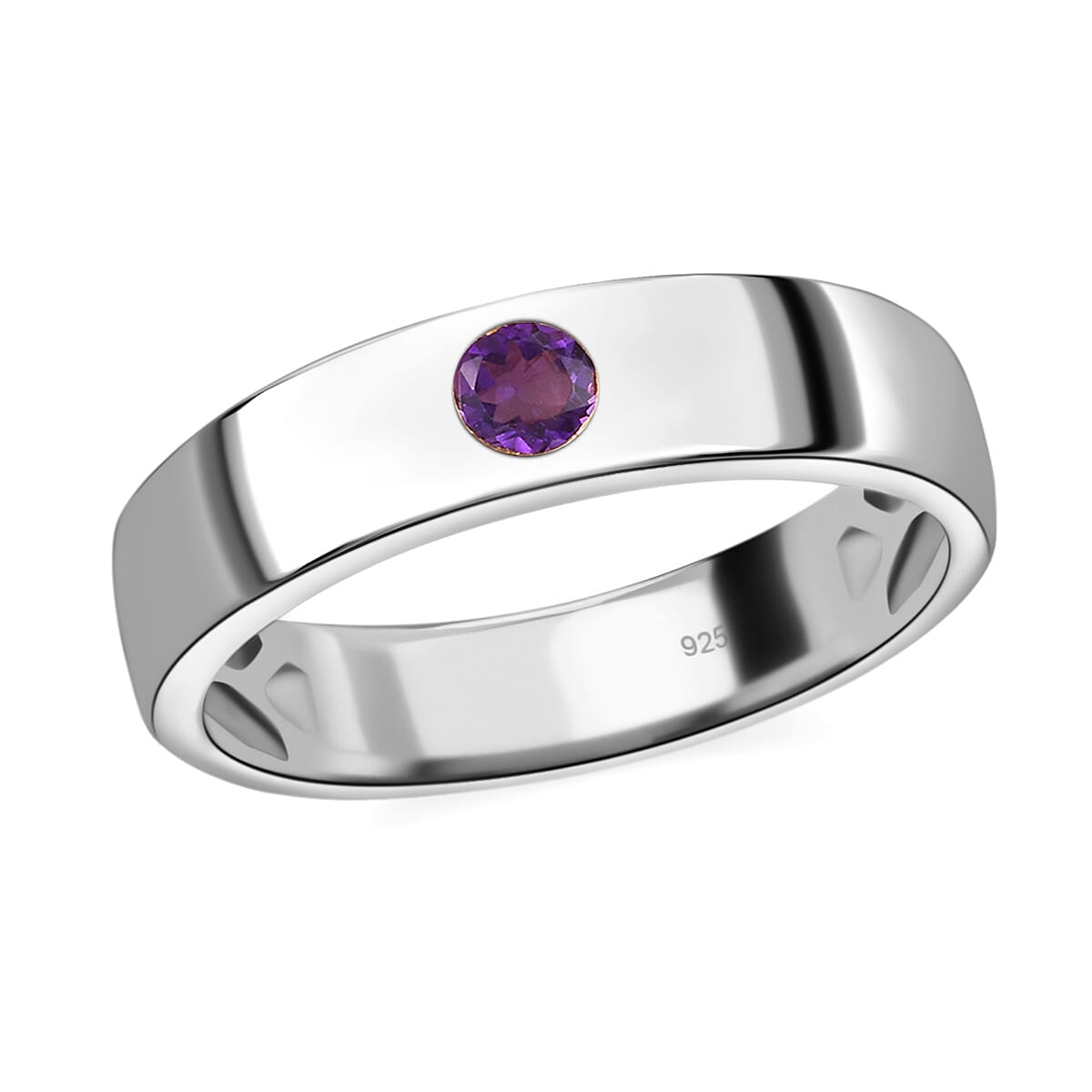 Amethyst Ring in Platinum Overlay Sterling Silver