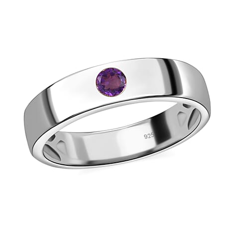 Amethyst Ring in Platinum Overlay Sterling Silver
