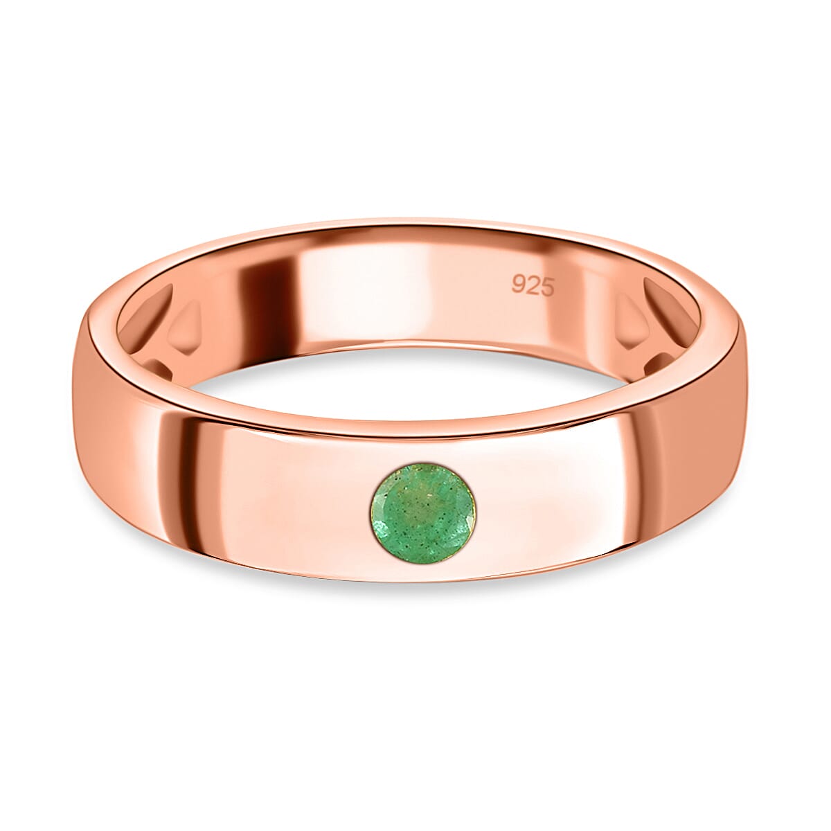 Kagem Zambian Emerald Ring in Rose Gold Overlay Sterling Silver