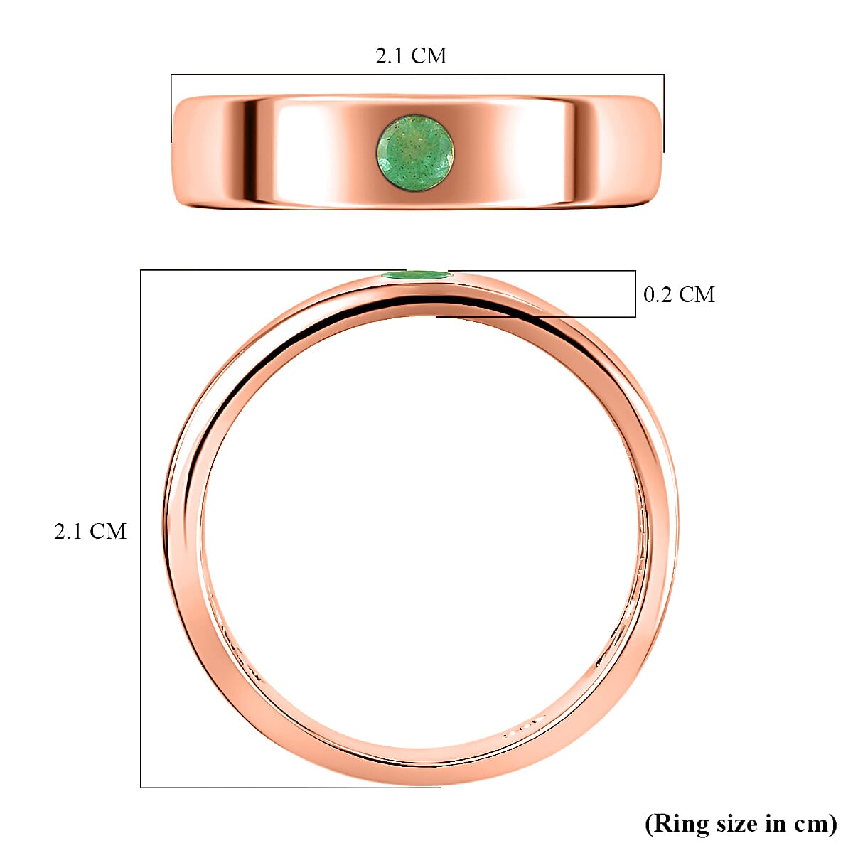 Kagem Zambian Emerald Ring in Rose Gold Overlay Sterling Silver