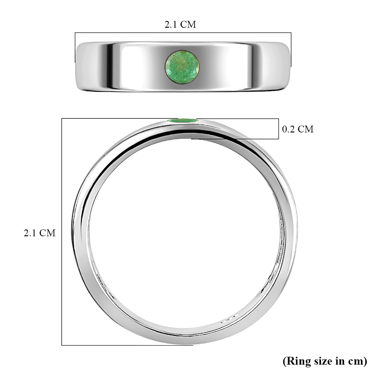 Kagem Zambian Emerald Ring in Platinum Overlay Sterling Silver Kagem Zambian Emerald Ring in Platinum Overlay Sterling Silver