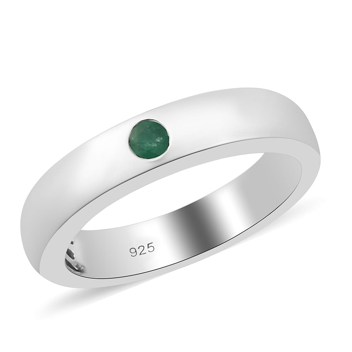 Kagem Zambian Emerald Ring in Platinum Overlay Sterling Silver Kagem Zambian Emerald Ring in Platinum Overlay Sterling Silver