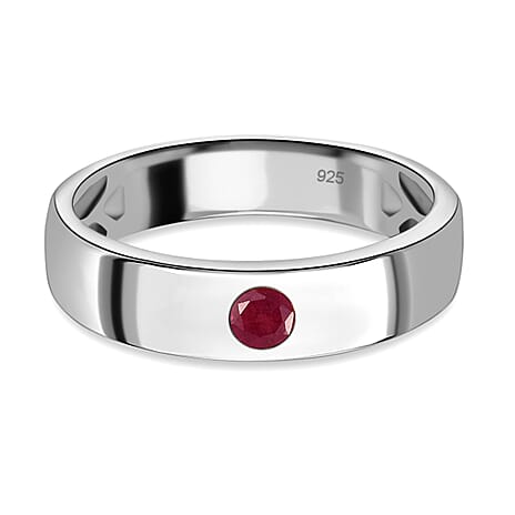 African Ruby (FF) Ring in Platinum Overlay Sterling Silver