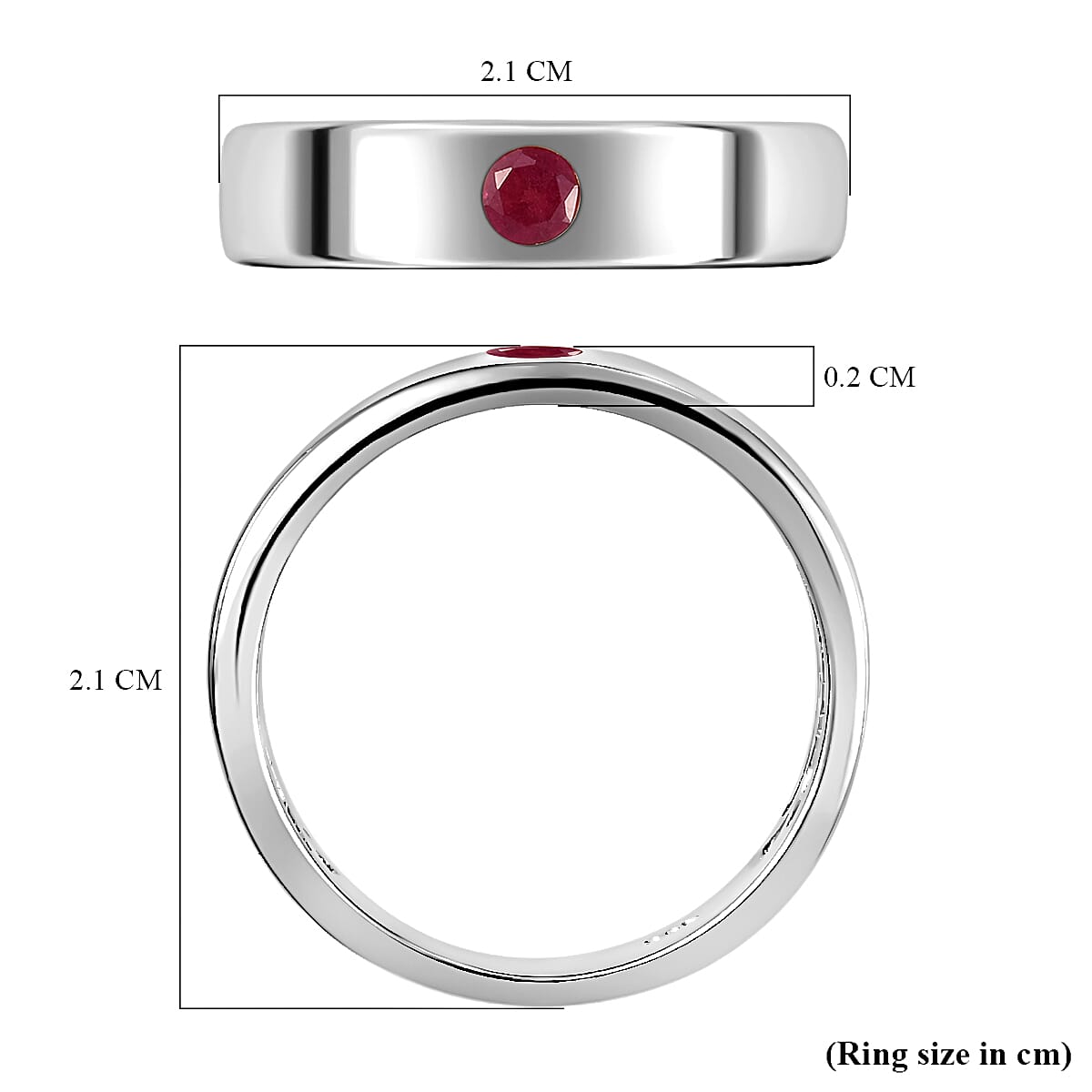 African Ruby (FF) Ring in Platinum Overlay Sterling Silver