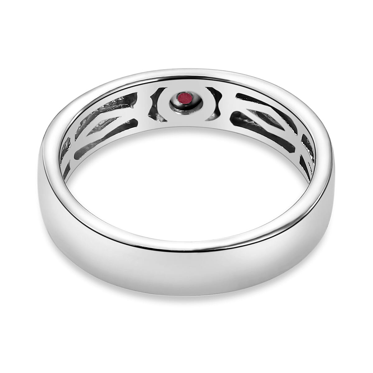 African Ruby (FF) Ring in Platinum Overlay Sterling Silver