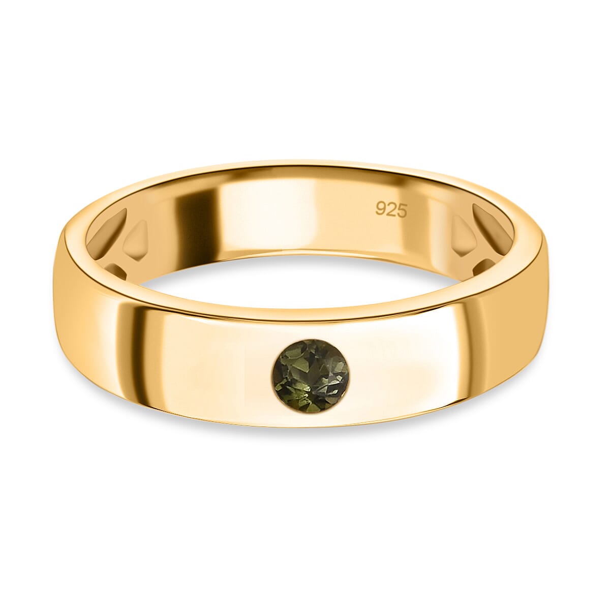 Solitaire Band Ring in 14K Gold Overlay Sterling Silver
