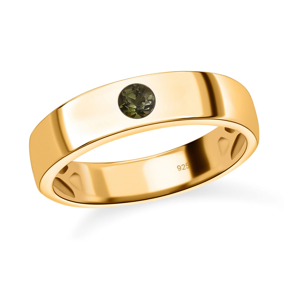 Solitaire Band Ring in 14K Gold Overlay Sterling Silver