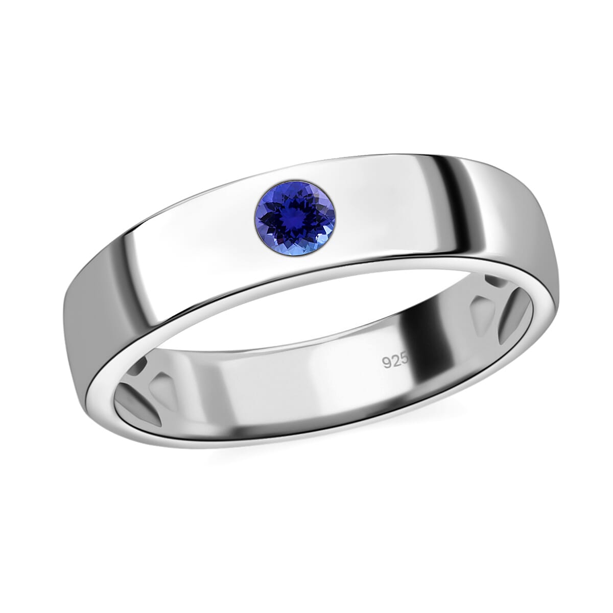 Tanzanite Ring in Platinum Overlay Sterling Silver