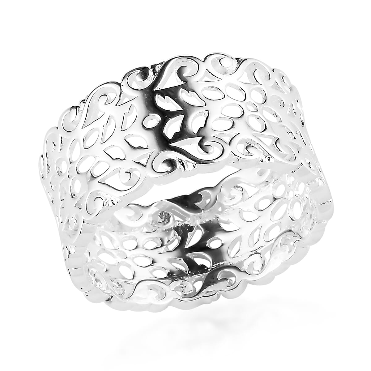 Sterling Silver Filigree Wide Band Ring, Silver wt 3.82 Gms