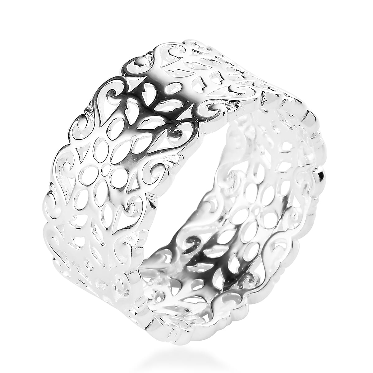 Sterling Silver Filigree Wide Band Ring, Silver wt 3.82 Gms