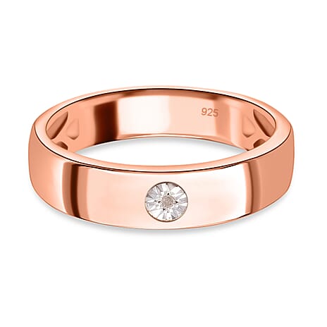Diamond Band Ring in Rose Gold Overlay Sterling Silver