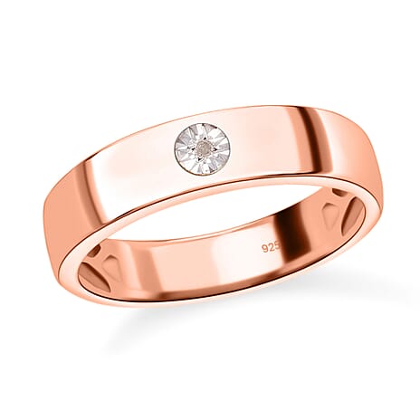 Diamond Band Ring in Rose Gold Overlay Sterling Silver