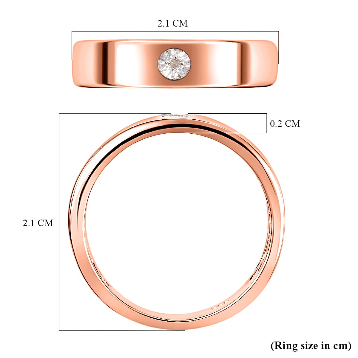 Diamond Band Ring in Rose Gold Overlay Sterling Silver