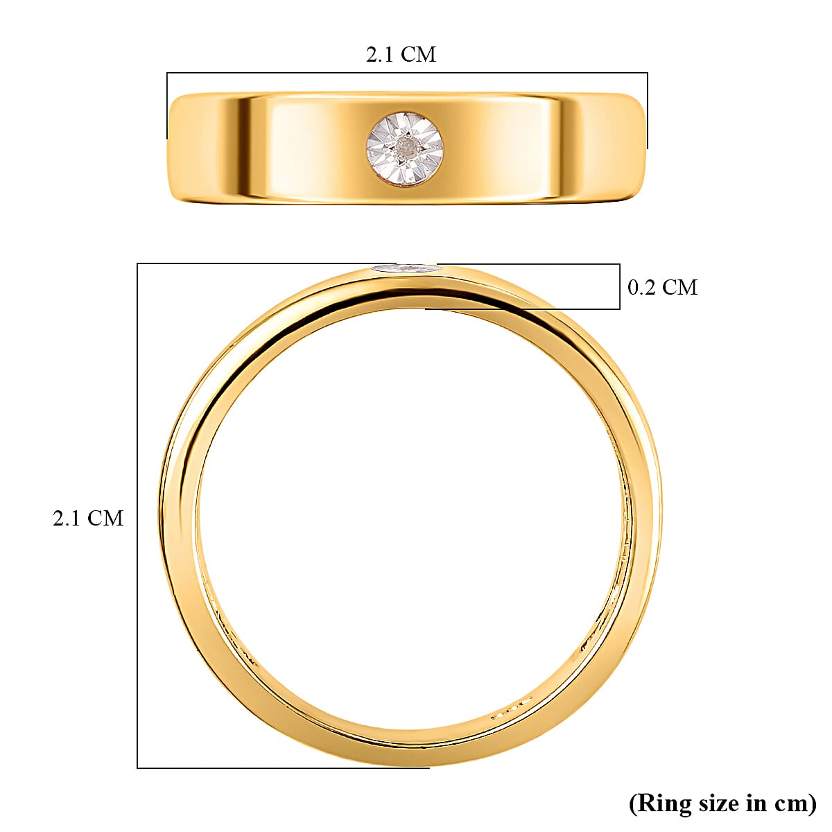Diamond Band Ring (Size S) in 14K Yellow Gold Overlay Sterling Silver 0.02 Ct.