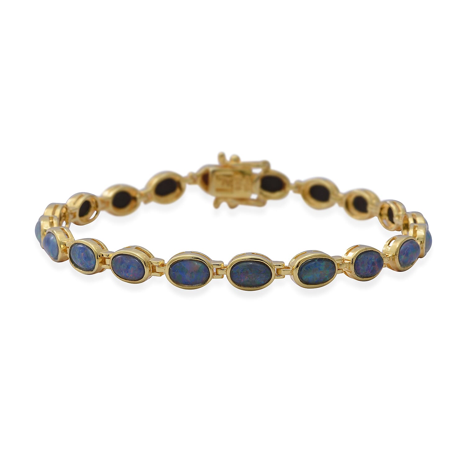 Boulder Opal Bracelet (Size 7.5) in Yellow Gold Vermeil Overlay Sterling Silver, Sliver Wt. 8.80 Gms