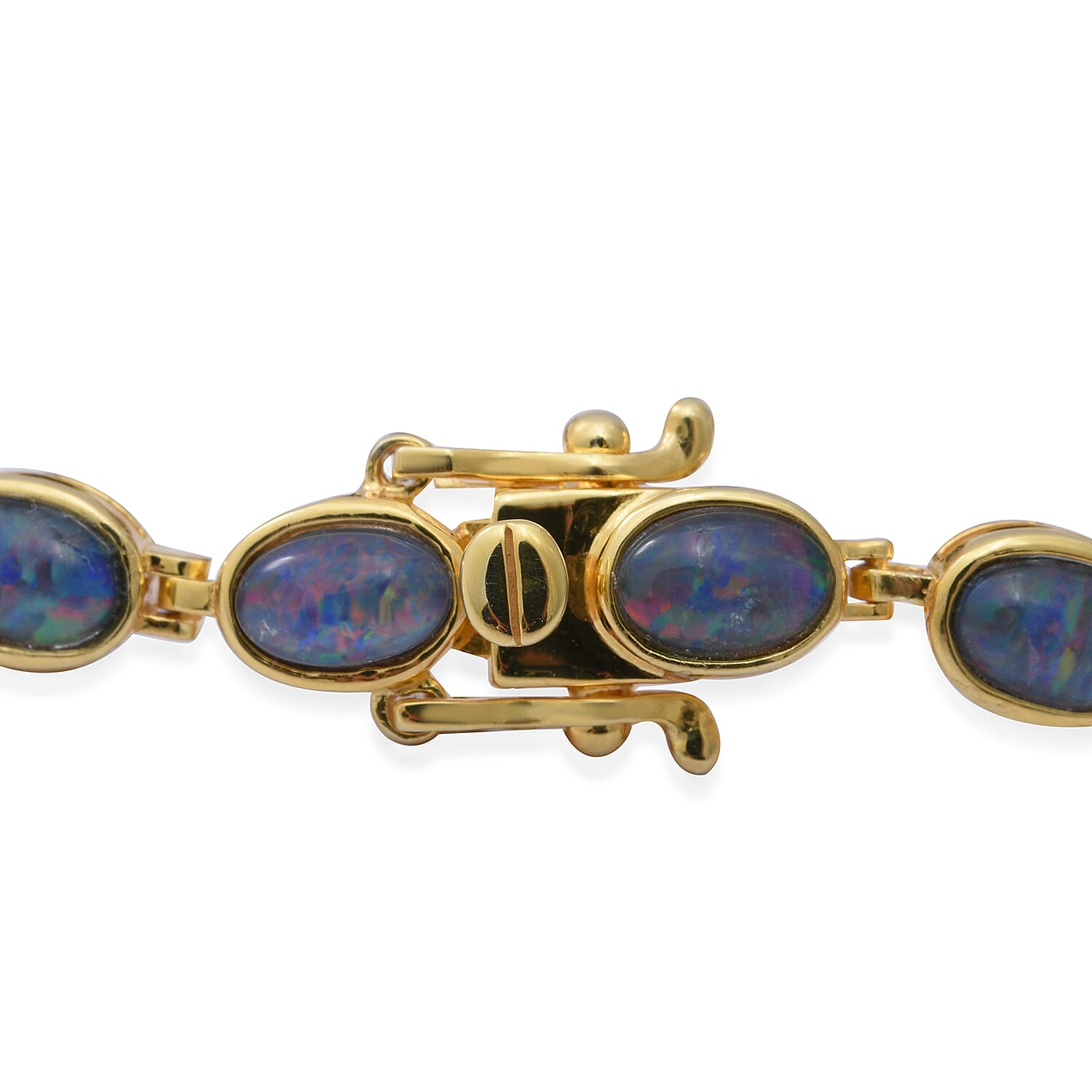 Boulder Opal Bracelet (Size 7.5) in Yellow Gold Vermeil Overlay Sterling Silver, Sliver Wt. 8.80 Gms