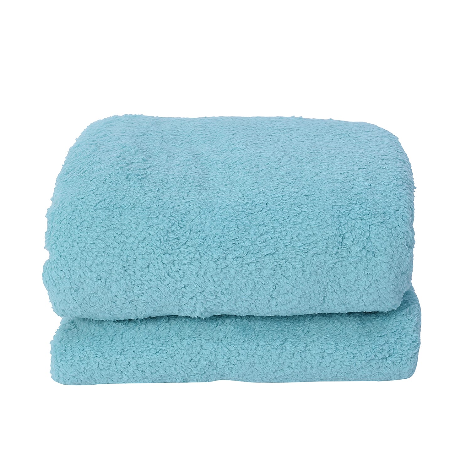 Soft Sherpa Blanket with Brush on Backside (Size 200x230 Cm) - Turquoise Colour