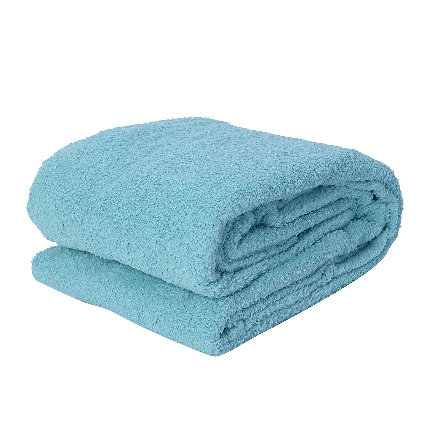 Soft Sherpa Blanket with Brush on Backside (Size 200x230 Cm) - Turquoise Colour