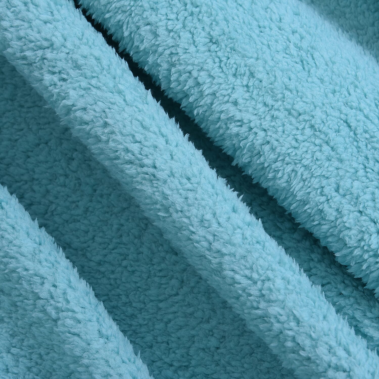 Soft Sherpa Blanket with Brush on Backside (Size 200x230 Cm) - Turquoise Colour