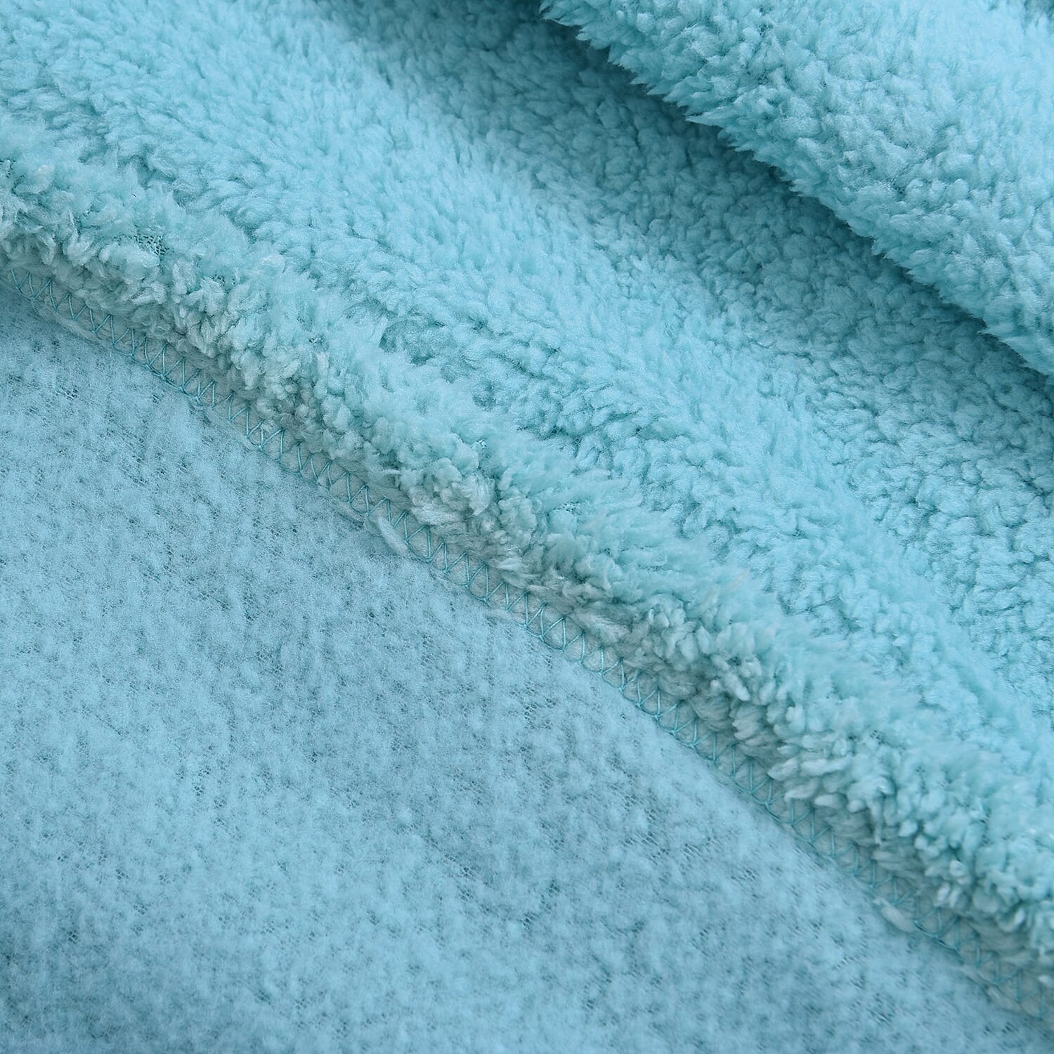 Soft Sherpa Blanket with Brush on Backside (Size 200x230 Cm) - Turquoise Colour