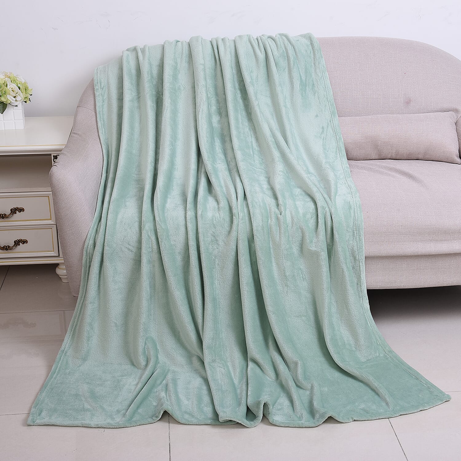 One Time Deal - Supersoft Coral Fleece Blanket 150x200 cm - Mint Green