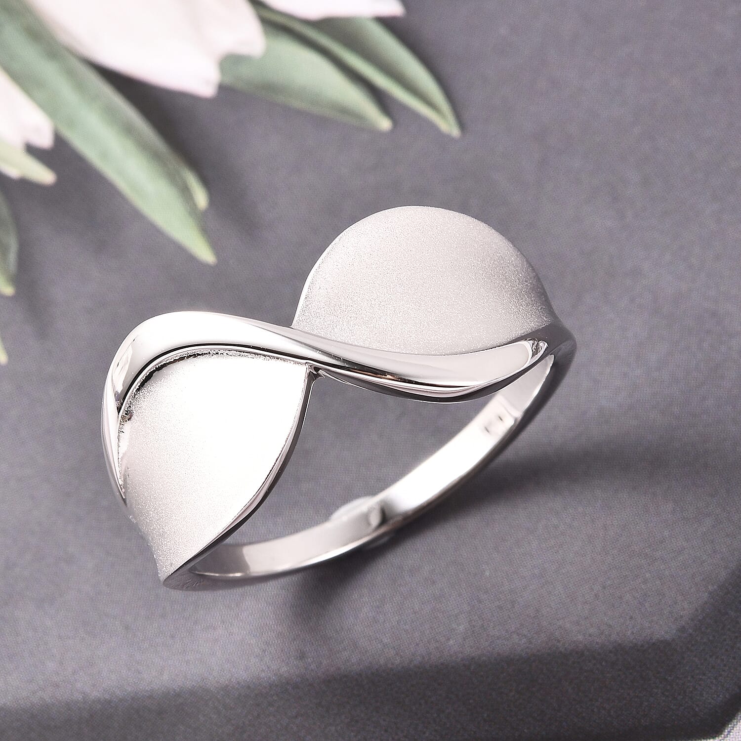 RACHEL GALLEY Sandblast Collection Rhodium Overlay Sterling Silver Infinity Design Ring