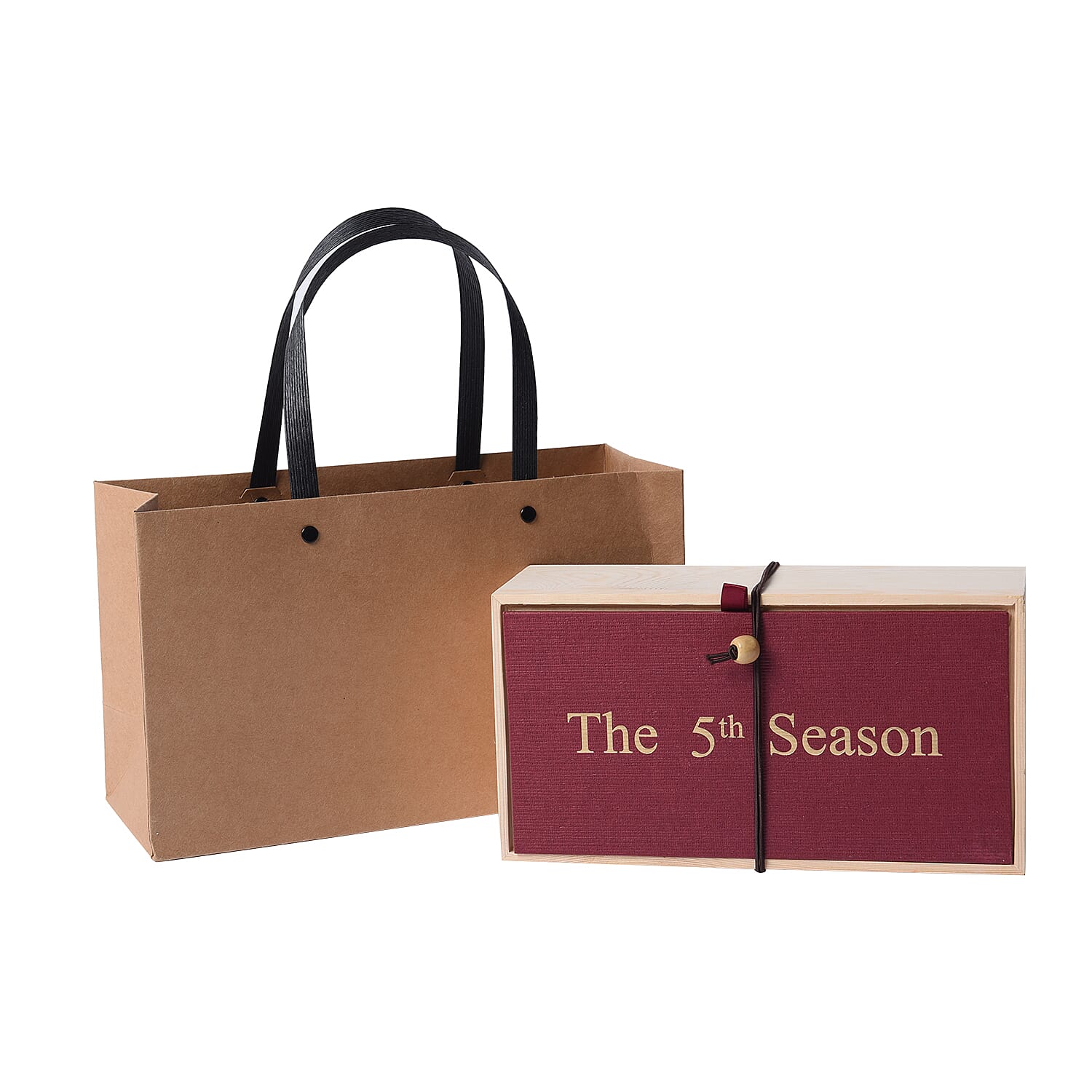 The 5th Season Scented Candle with Artificial Flowers in Wooden Gift Box - Red