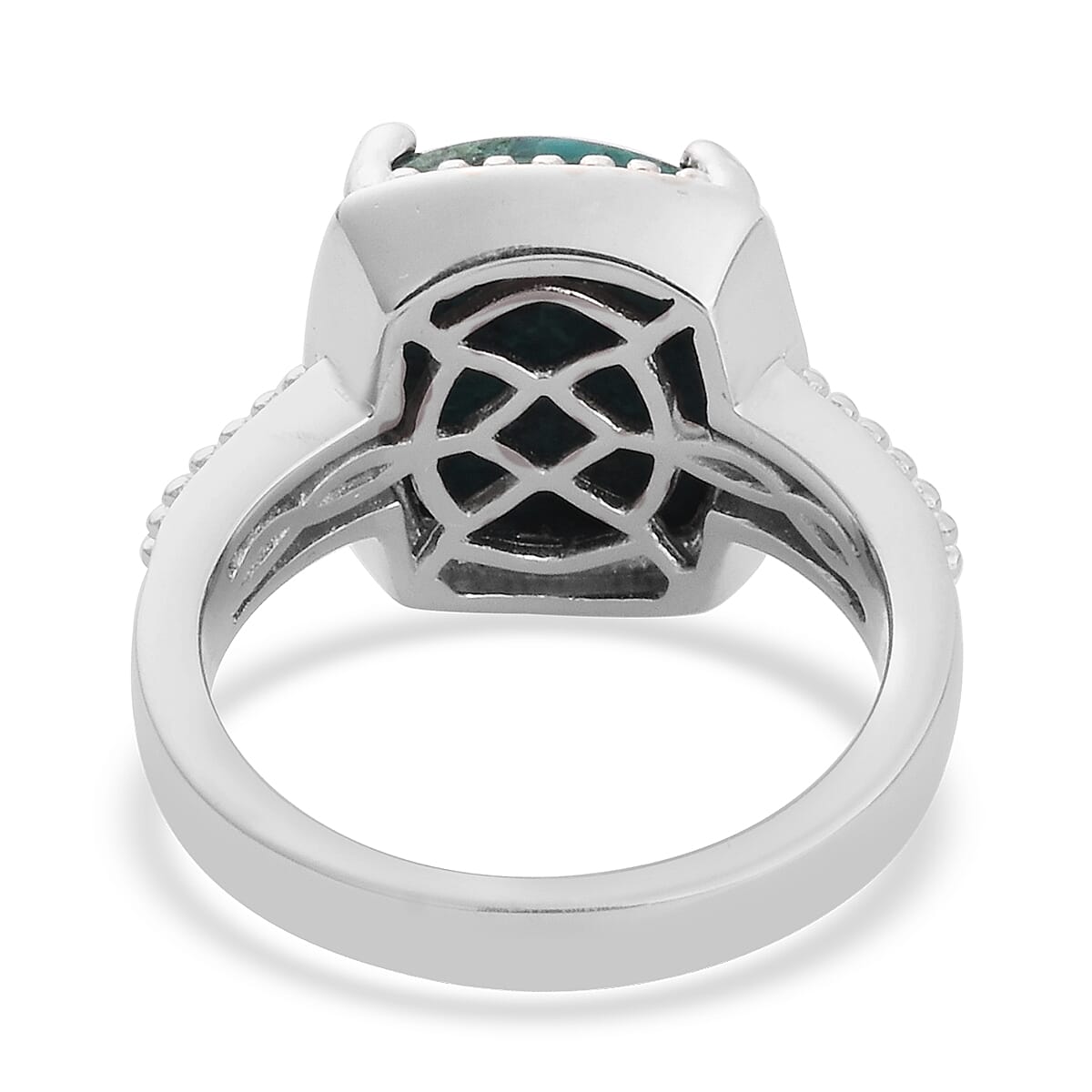 Chrysocolla Solitaire Ring in Platinum Tone 6.00 Ct