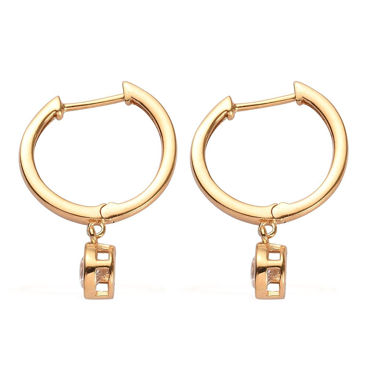 J Francis - 14K Gold Overlay Sterling Silver Hoop Earrings (with Clasp) Made with Finest CZ