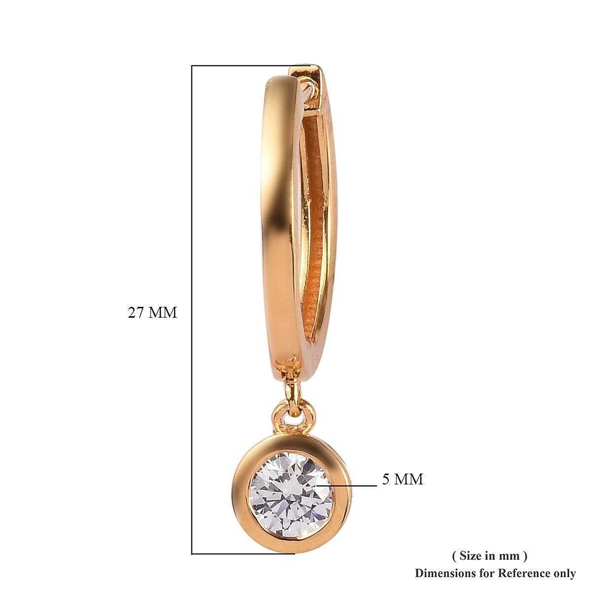 J Francis - 14K Gold Overlay Sterling Silver Hoop Earrings (with Clasp) Made with Finest CZ