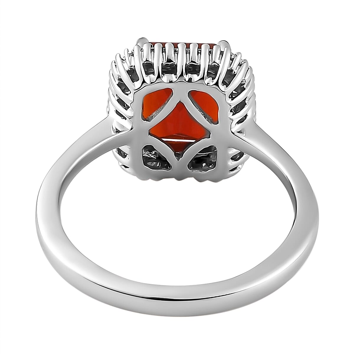 RHAPSODY 950 Platinum AAAA Jalisco Fire Opal and Diamond (VS-E-F) Halo Ring 1.84 Ct, Platinum Wt 5.09 Gms