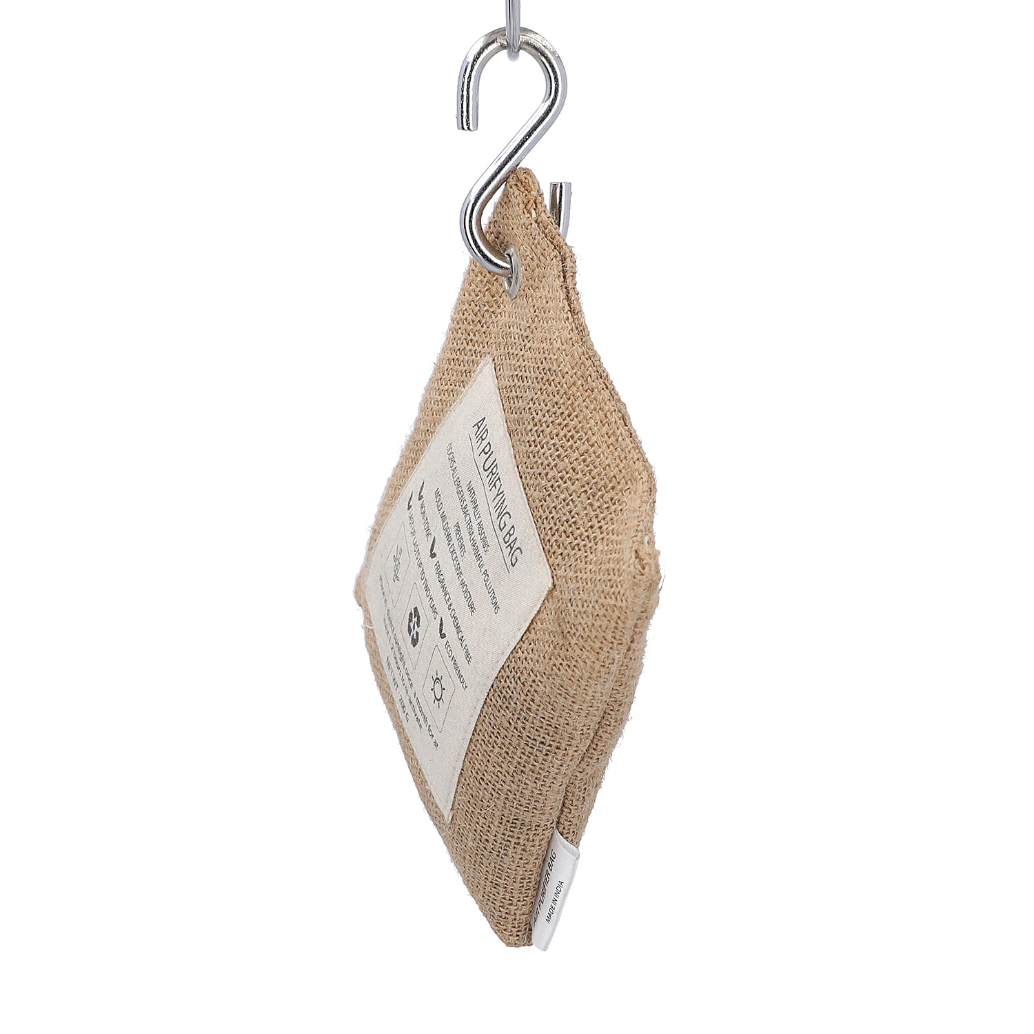 Set of 3 - Activated Charcoal Air Purifier Pouches with 3 Steel Hooks - 200 g