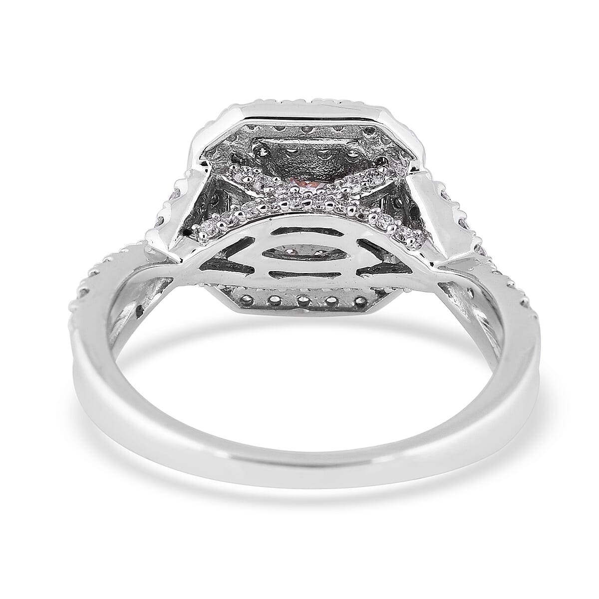 14K White and Yellow Gold Natural Pink Diamond and White Diamond (I1/G-H) Ring 1.00 Ct, Gold wt 4.70 Gms