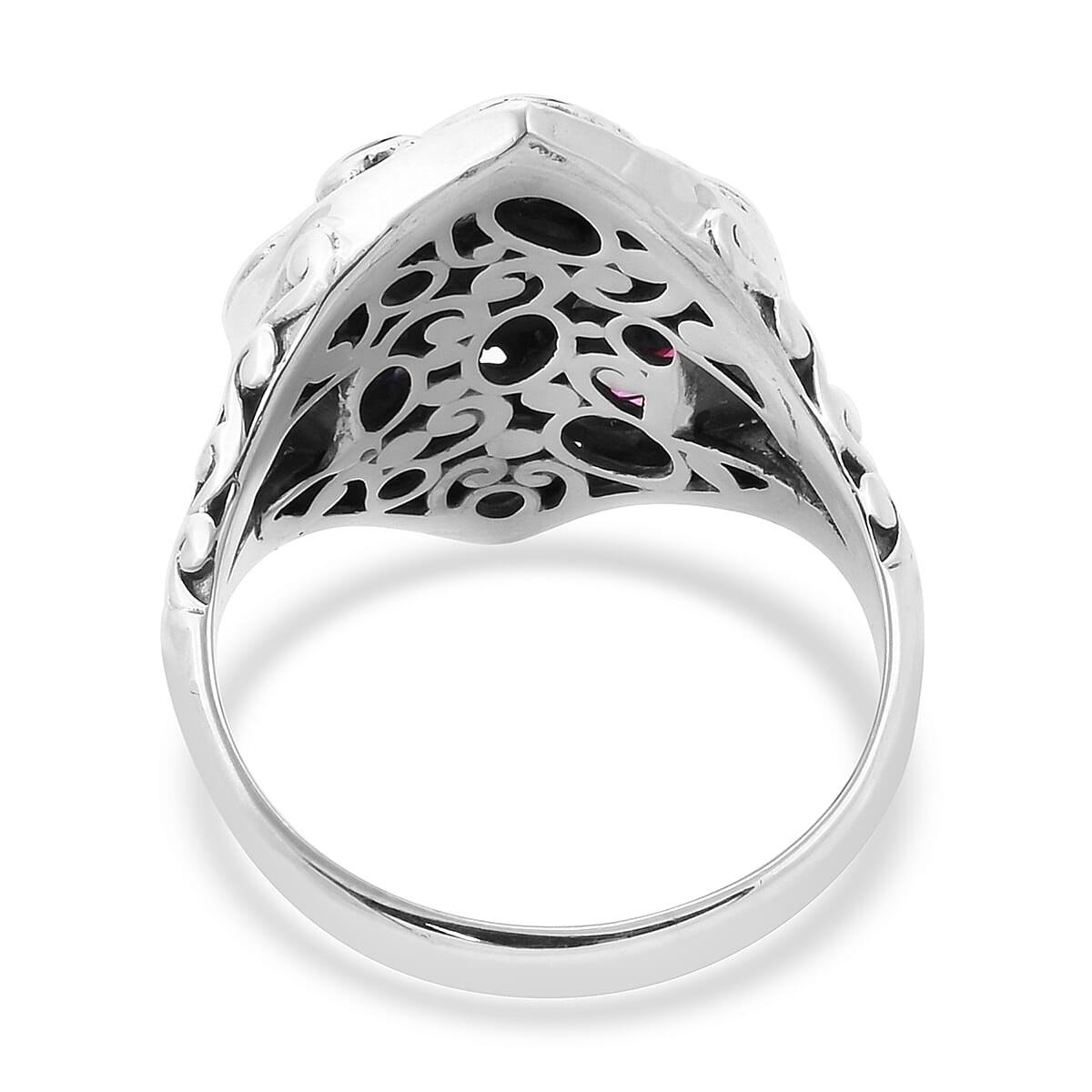 Bali Legacy Collection - Multi-Tourmaline Dome Ring in Sterling Silver 3.39 Ct, Silver wt. 6.50 Gms