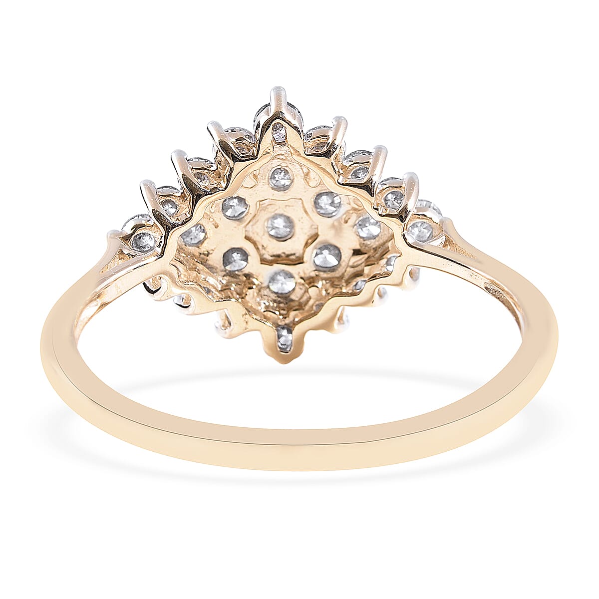 9K Yellow Gold SGL Certified Diamond (I3/G-H) Cluster Ring 1.00 Ct.