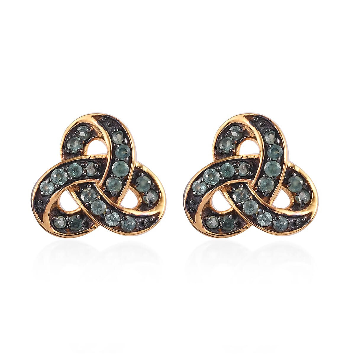 Narsipatnam Alexandrite Trinity Knot Stud Earrings (with Push Back) in 14K Gold Overlay Sterling Silver 1.00 Ct.