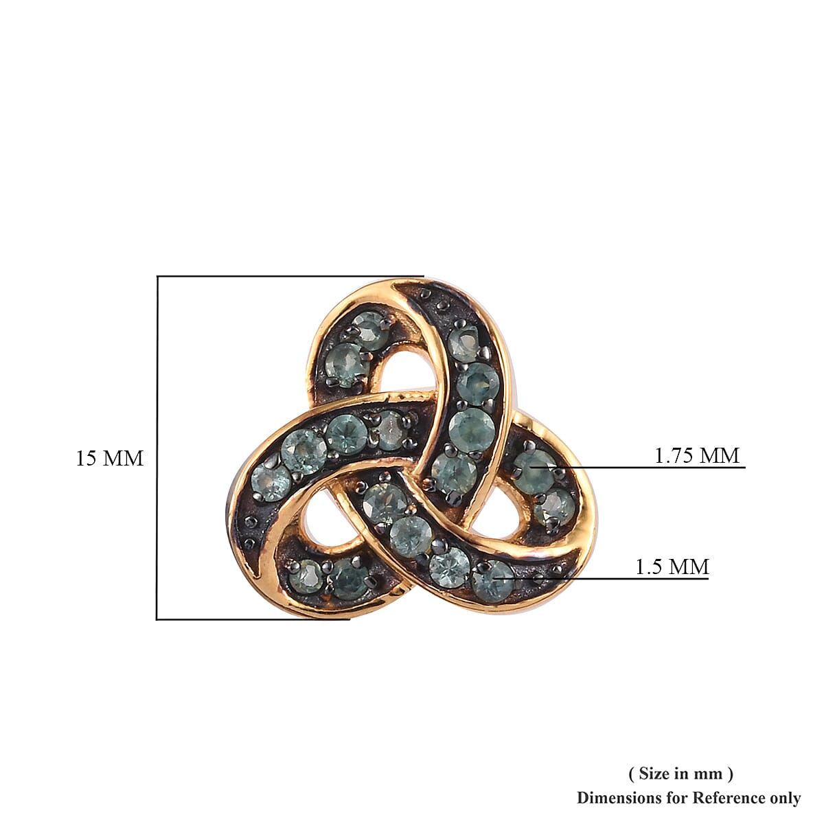 Narsipatnam Alexandrite Trinity Knot Stud Earrings (with Push Back) in 14K Gold Overlay Sterling Silver 1.00 Ct.