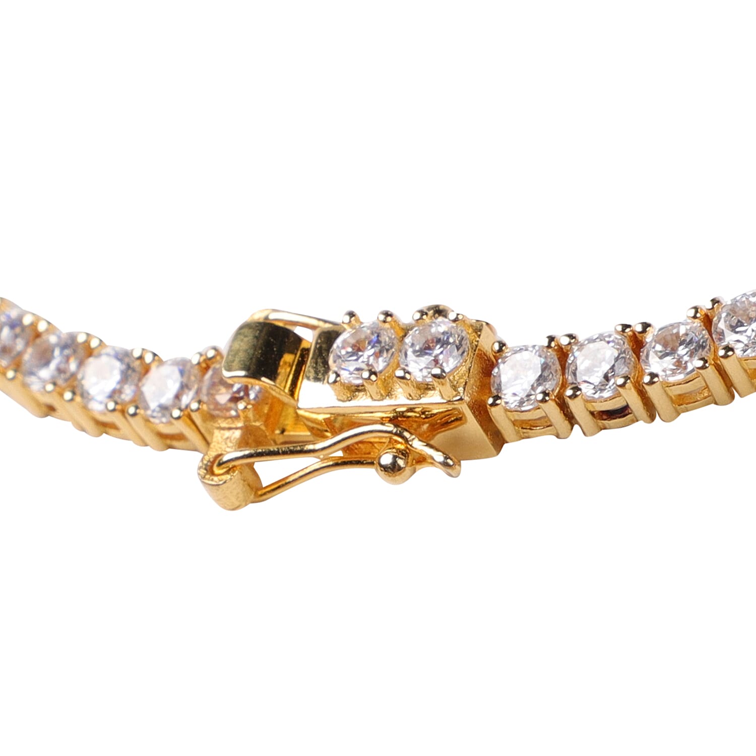 ELANZA Signature Collection- AAA Simulated Diamond Necklace (Size 18) in Yellow Gold Overlay Sterling Silver 22.92 Ct., Silver wt 23.92 Gms