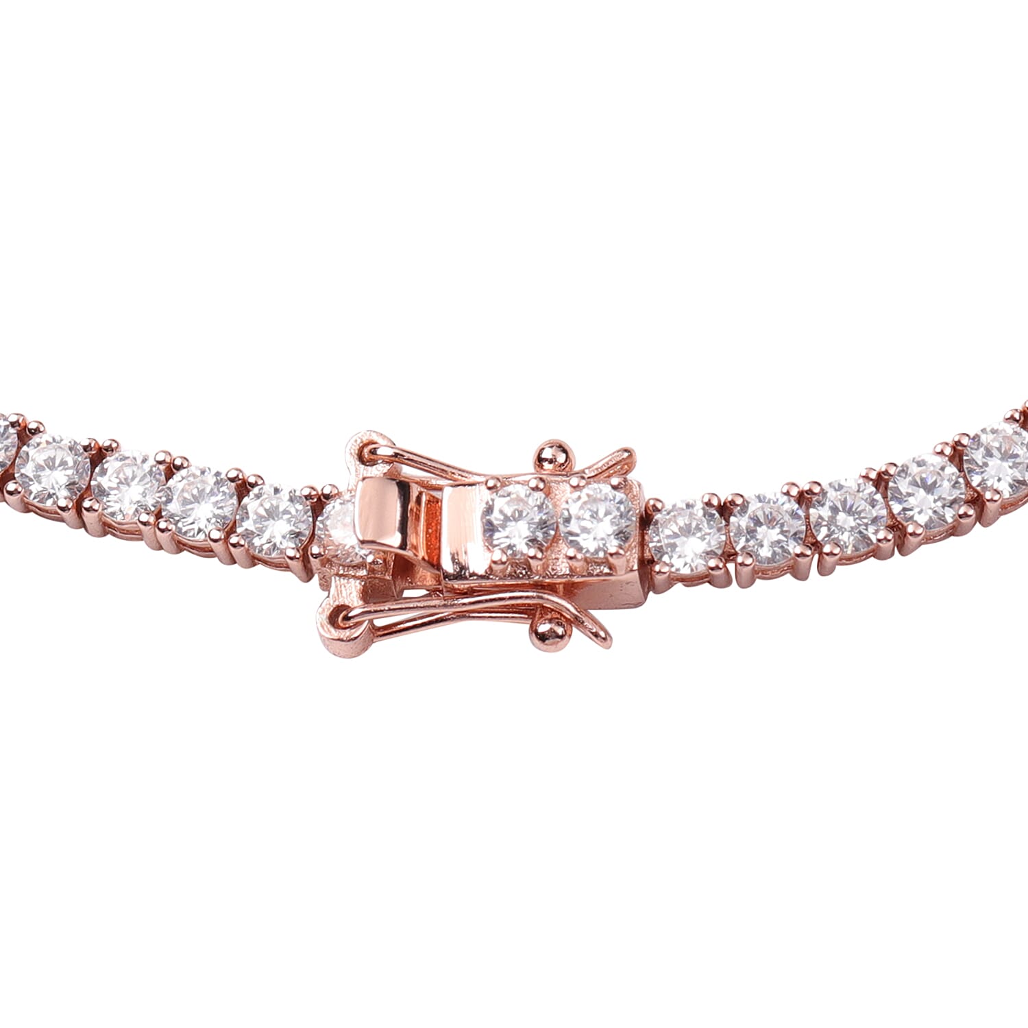 ELANZA Simulated Diamond Necklace (Size 18) in Rose Gold Overlay Sterling Silver 22.92 Ct, Silver wt 23.62 Gms