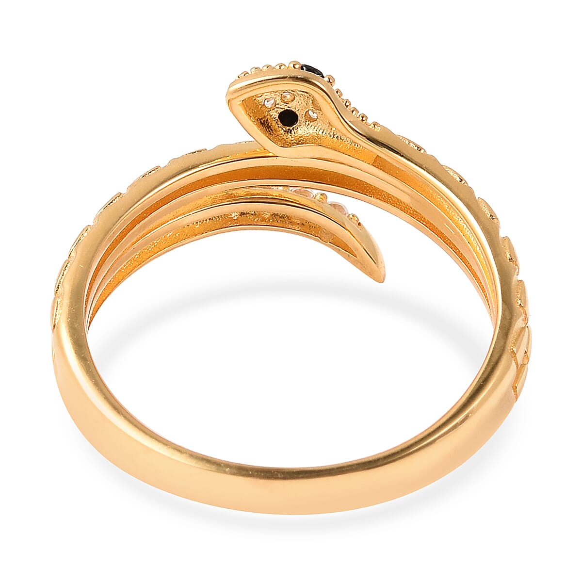 ELANZA Simulated Diamond Snake Ring in Yellow Gold Overlay Sterling Silver